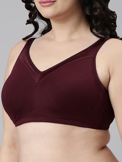 Enamor A112 Women's Smooth Super Lift Classic Bra – Stretch Cotton, Non-Padded, Wirefree, Full Coverage Maroon